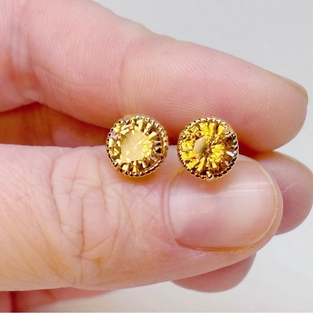 18k Yellow Gold Plated Sterling Silver Screw-Back 1.28ct Each Morganite Studs - Picture 13 of 13